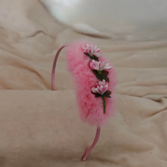 Fluffy Flower Hair Tie β Dark Center