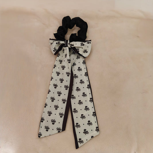 Printed Bow Scrunchie with Tail