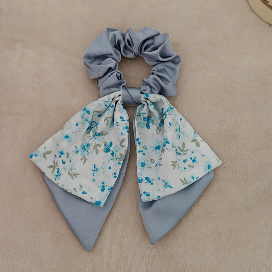 Floral Bow Scrunchie with Tail